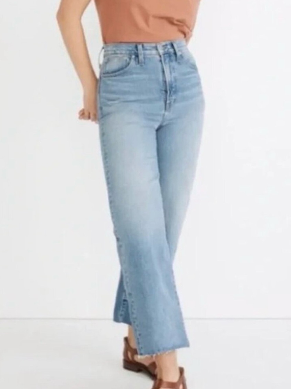Madewell Light Blue Cropped Wide-Leg Jeans